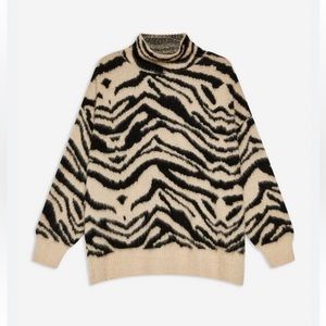 TOPSHOP - Moving Zebra Print Funnel Jumper Size S